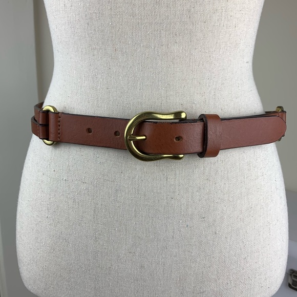 Lauren Ralph Lauren Brown Leather Belt Brass Bkle - Picture 1 of 8